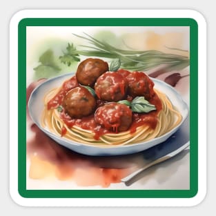 National Spaghetti Day - January 4 - Watercolor Sticker